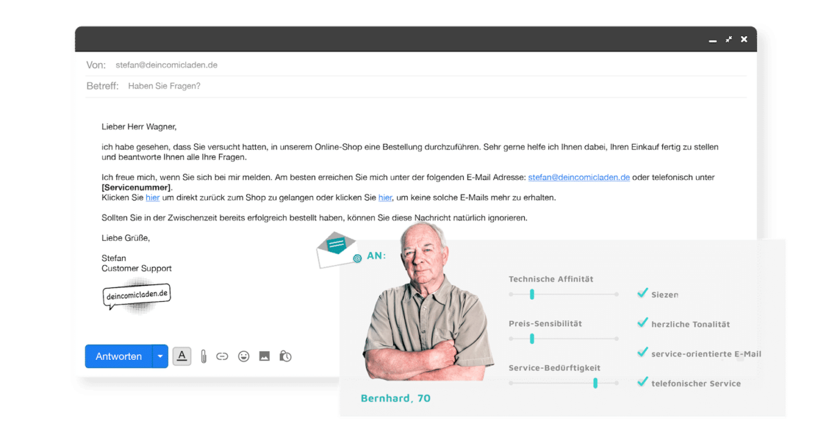 Warenkorb Abbrecher Mails mit Service