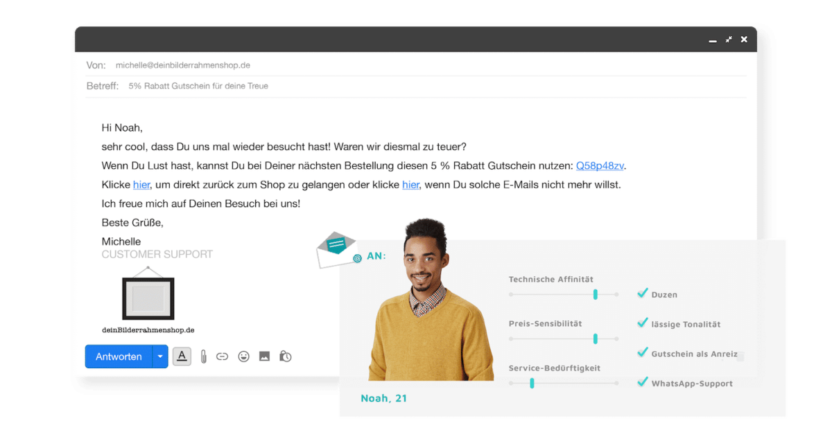 Warenkorbabbrecher Mail mit Gutschein