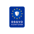 DSGVO Konform Badge mit EU-Sternen und Schild